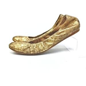 Vera Wang Lavender Ballet Flats | Gold Metallic Snake Leather  Made in Italy EUC
